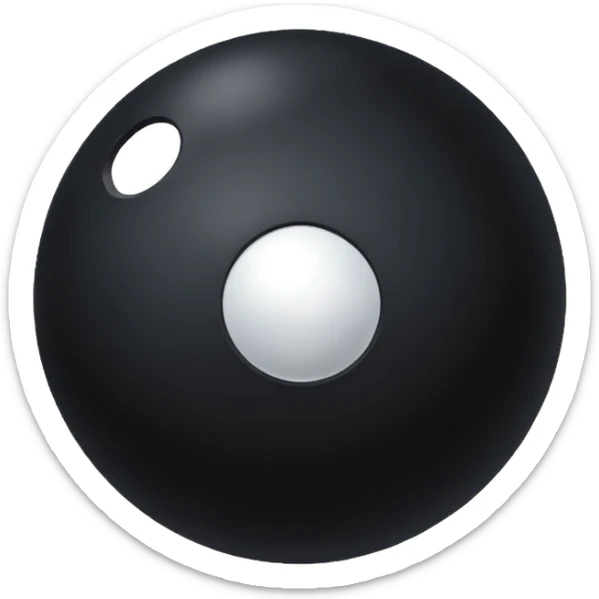 Black Ball with MB written on in the middle of it. Nothing else no holes or anything. sticker