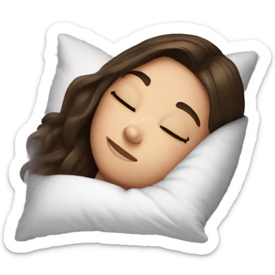 a brunette girl is lying on a pillow. the inscription good night is at the top sticker