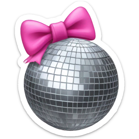 Disco ball with pink bow sticker