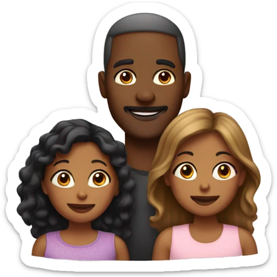 Black family composed of a mom, a dad, and two little girls sticker