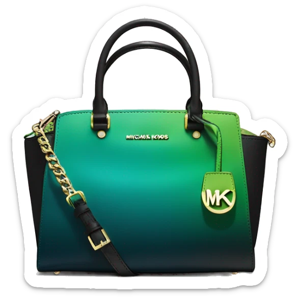 Realistic isolated black,dark teal,lime green,black and emerald green ombre Michael kors satchel purse.  sticker