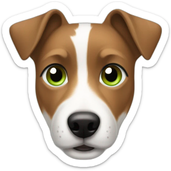 Man with modern hair cut brown hair green eyes with jack russell terrier dog sticker