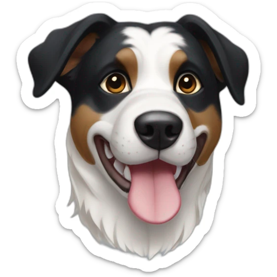 short-hair, black-and-white, border-collie-american-bulldog, white-fur-around-left-eye sticker