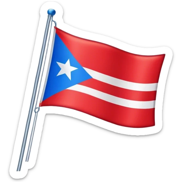 a flag with blue and red  sticker