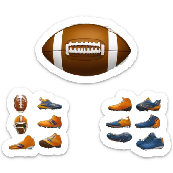 “Football store exterior with bold signage, large windows displaying football gear, and a clean, sporty design.” sticker