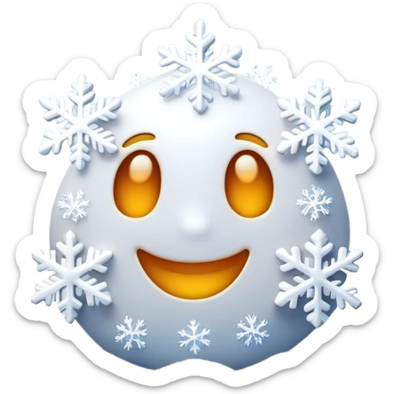 Cinematic Realistic Snow Emoji, Soft and delicate, with fluffy snowflakes drifting gently to the ground. The snow blankets the landscape in a peaceful, serene hush, creating a calm and sparkling atmosphere. Soft glowing outline, capturing the essence of tranquility, winter beauty, and crisp, clean freshness in a scene of falling snow! sticker