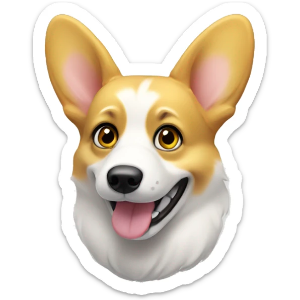 A yellow and white corgi with big ears and eyes, no tail and likes to smile! sticker
