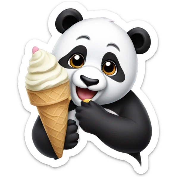 Panda eating ice cream sticker