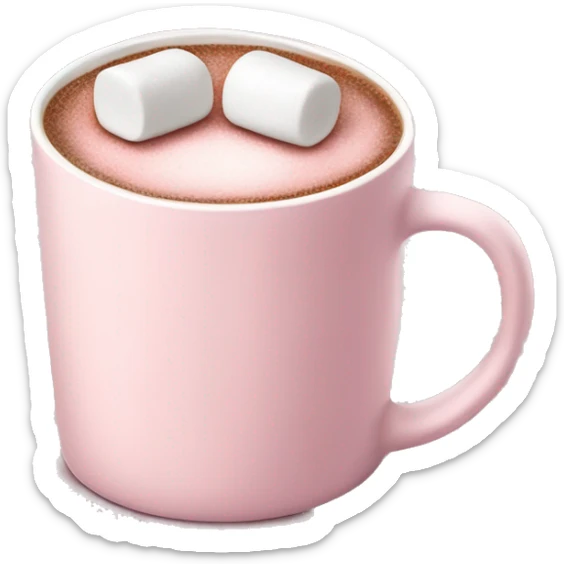 Light Pink mug of hot chocolate with marshmallows  sticker