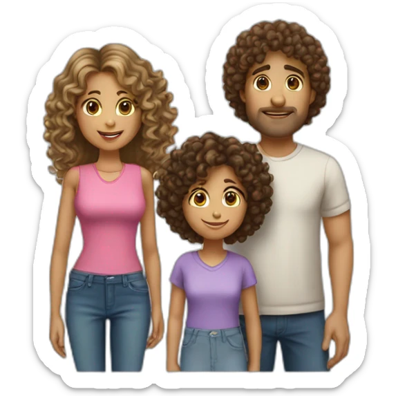 family-dark-straight-hair-mom-curly-brown-hair-dad-big-brother-curly-hair-little-sister-curly-blonde-hair sticker