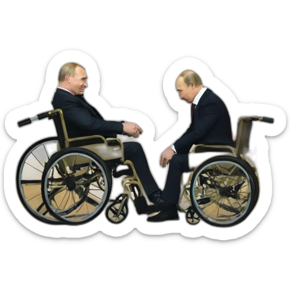 Crying Ramzan Kadyrov and angry vladimir putin golden wheelchairs sticker