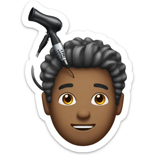 The guy styles his hair and dries it with a hair dryer. sticker