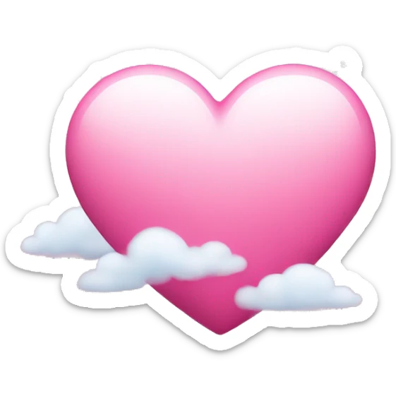 pink heart + cloud sticker
