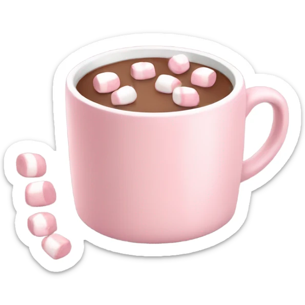 Light Pink mug of hot chocolate with marshmallows  sticker