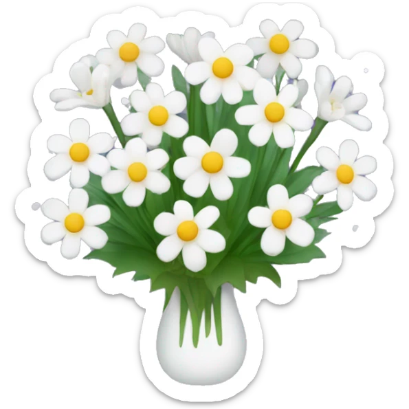 bouquet of snow drops, chrysanthemum and cosmos flowers sticker