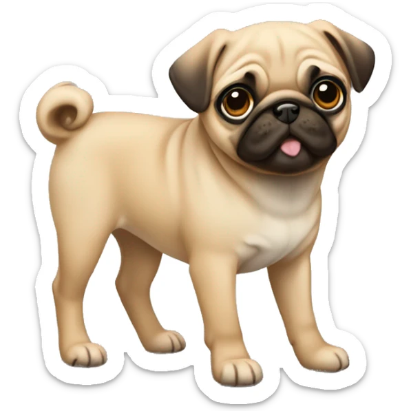Fawn pug puppy standing  sticker