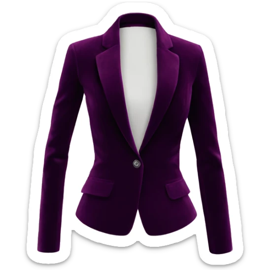 Realistic isolated open dark purple wine color velvet feminine fashion blazer jacket.  sticker