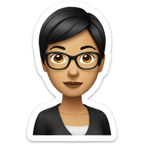 Hispanic woman with short straight black hair and glasses sticker