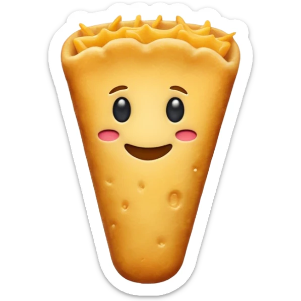 Create an emoji-style illustration of a tequeño, a traditional Venezuelan snack. It should look like a fried cheese stick  sticker
