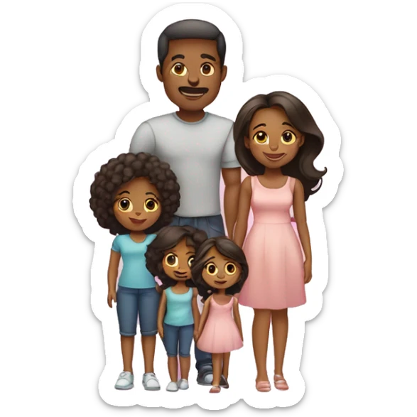 african american family, mom, dad,teenage daughter, young daughter, twing girl toddlers sticker