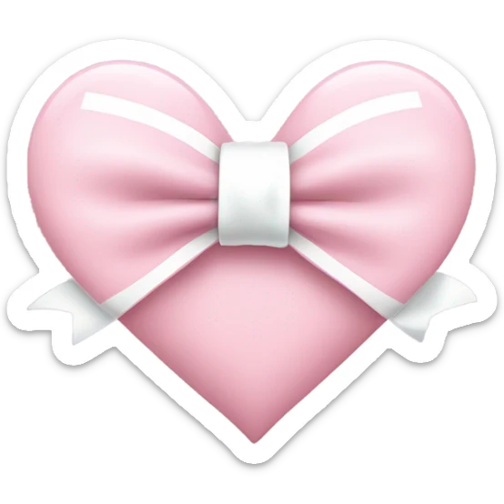 Pastel pink heart with white bow sticker