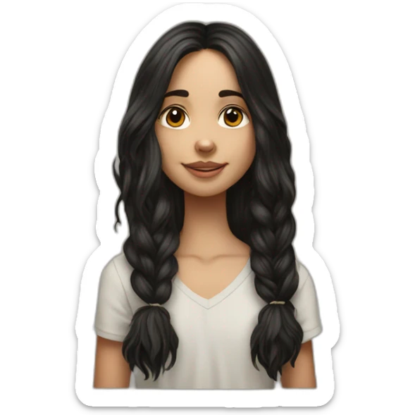 hyperrealist caucasian girl black long hair with brown english setter dog sticker