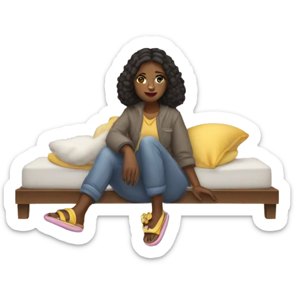 girl wearing a cross body purse sleep slippers sticker