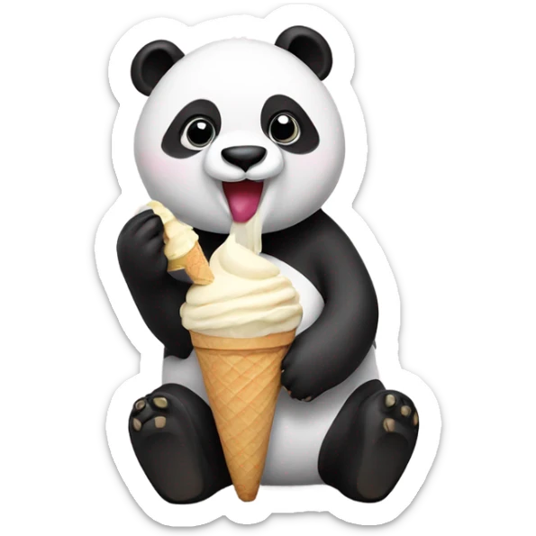 Panda eating ice cream sticker