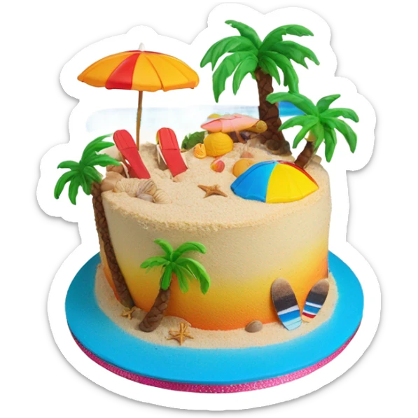 beach cake sticker