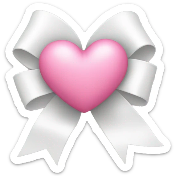 pink heart with white bow sticker