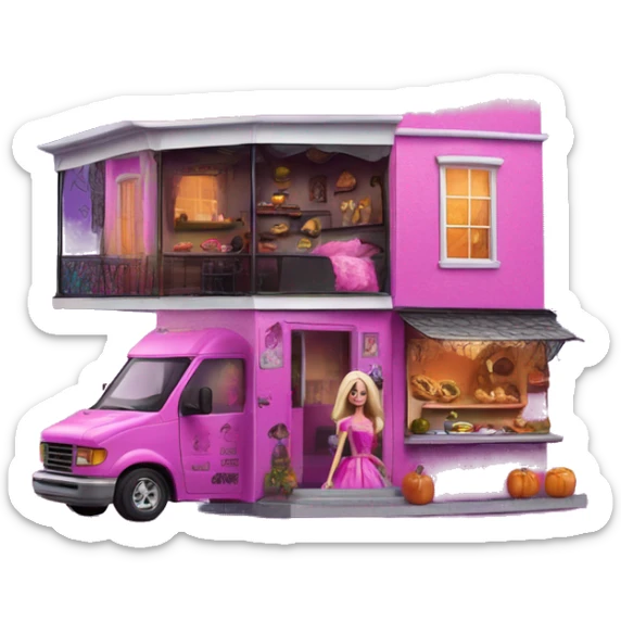 Barbie’s 5 story tall haunted dream house and food truck  sticker