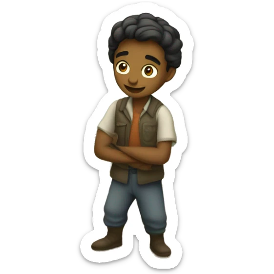 (Scene of a small village with a young man, Raj, working hard in a field) sticker