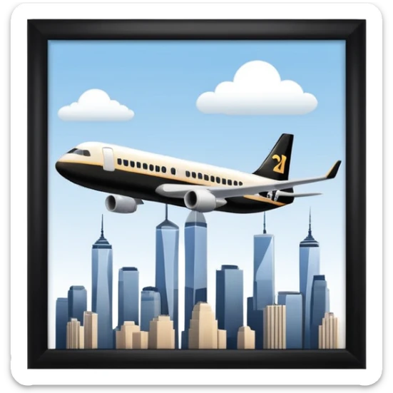 the number 21 on a plane flying near the twin towers sticker