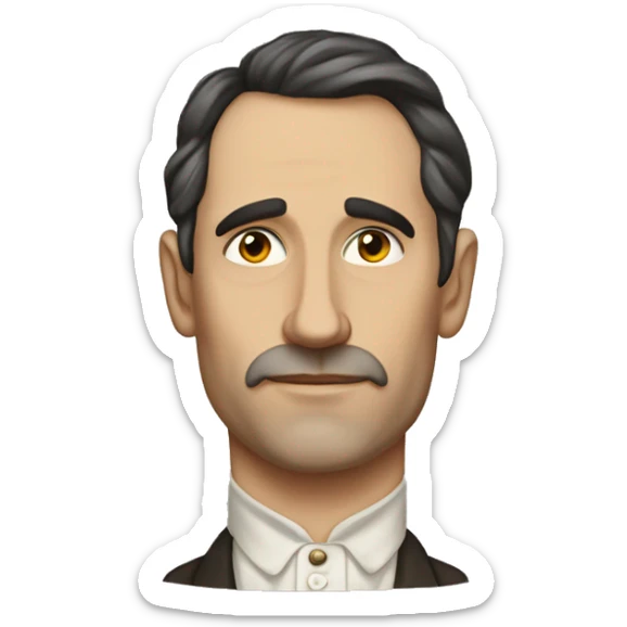 European 40 years old writer of the early 20th century, with dark hair, without mustache sticker