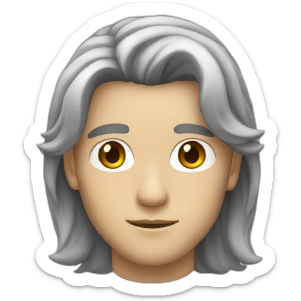 white male, 25 years old, with a long hairstyle and dark hair sticker