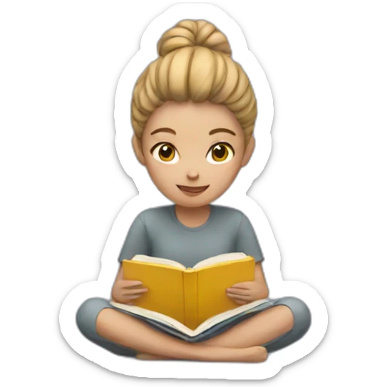 Girl reading sticker