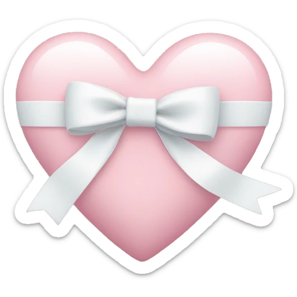 Pastel pink heart with white bow sticker