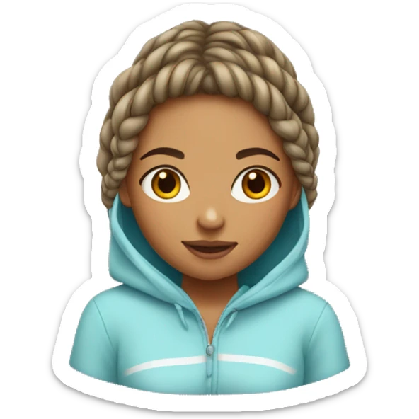 Teen girl with hoodie and two braids sticker