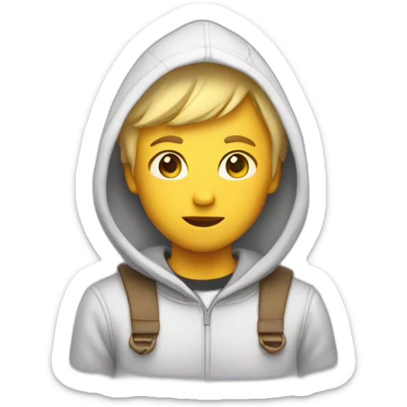 A gut with blonde hair anes with an hoodie sticker
