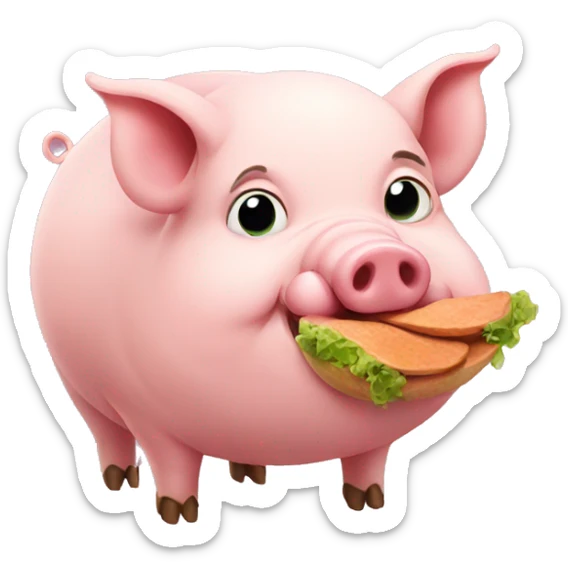 Pig eating sticker