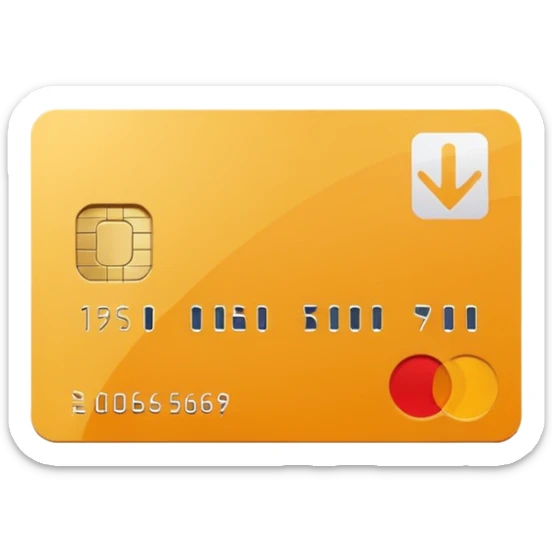 Apple style emoji of a credit card with a check mark, minimalistic, clean design, flat colors sticker