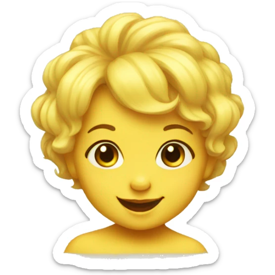 Yellow smiling baby girl with tuft of hair sticker