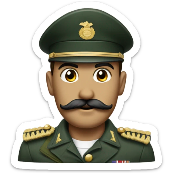 Homme avec moustache carré en tenue militaire le bras sticker