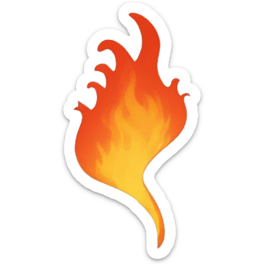 heart melting into flames then spinning into a silhouette of kissing couple sticker