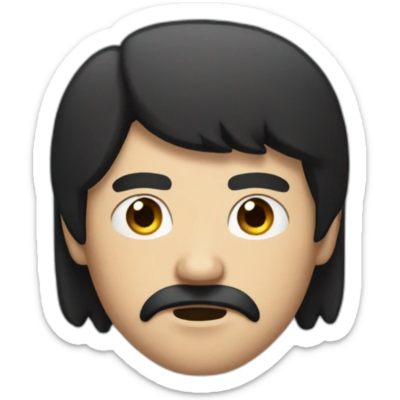 man with black hair side part hair and a little cut mustache angry sticker