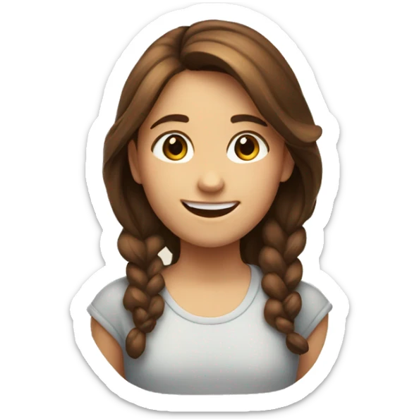 A smiling girl with brown hair shows a like sticker