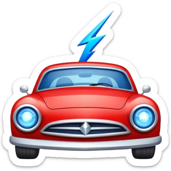 Un carro rojo con ojos azules y que tenga alerón y un Rayo y un 95 en las puertas  sticker