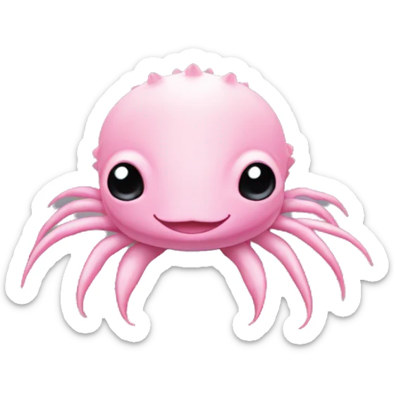 Head of a pink Axolotl whid no mouth and long black skiny legs sticker