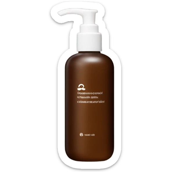 slim and tall brown oil cleanser bottle with white chinese label and white pump sticker