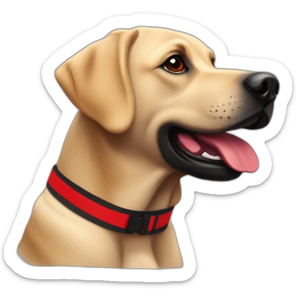 Labrador de couleur noir avec un bandeau rouge qui fait du ski sticker